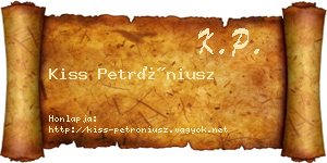 Kiss Petróniusz névjegykártya